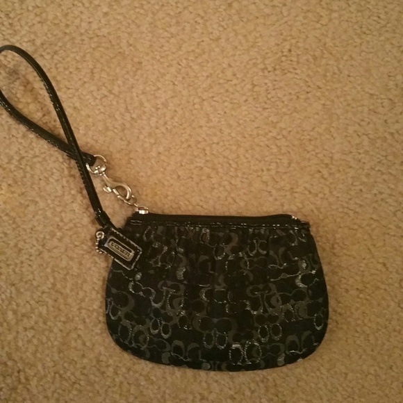 Coach | Bags | 7 Coach Small Black Silver Wristlet | Poshmark